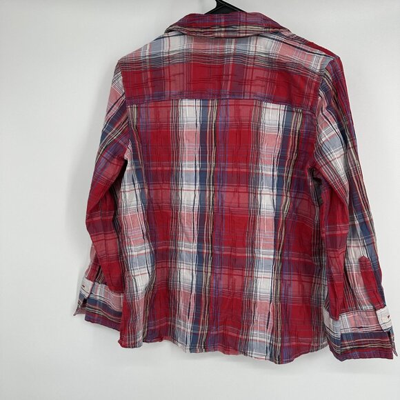 Foxcroft Women's Plaid Long sleeve‎ Button up Blouse Size 12 - Picture 2 of 7
